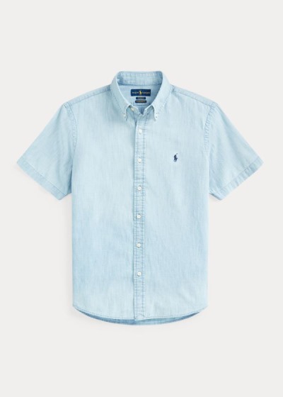 Camisa Polo Ralph Lauren Hombre Azules / Blancos - Classic Fit Chambray - FNVXM9875